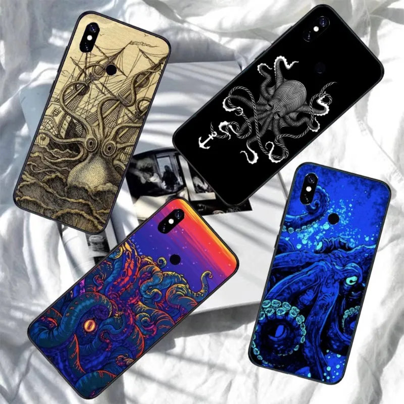 Norway Kraken Octopus Phone Case for Xiaomi Redmi Note 11 10 9T 8 7 Pro 9 9A 9C 8 Black Soft Phone Cover Funda