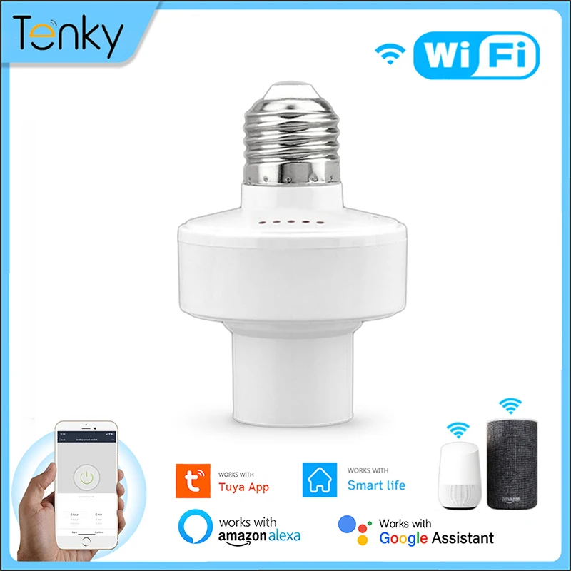 WiFi Smart Light Bulb Adapter Lamp Holder Base AC For Tuya Smart Life Voice Control With Alexa Google Home E27 E26 65-265V