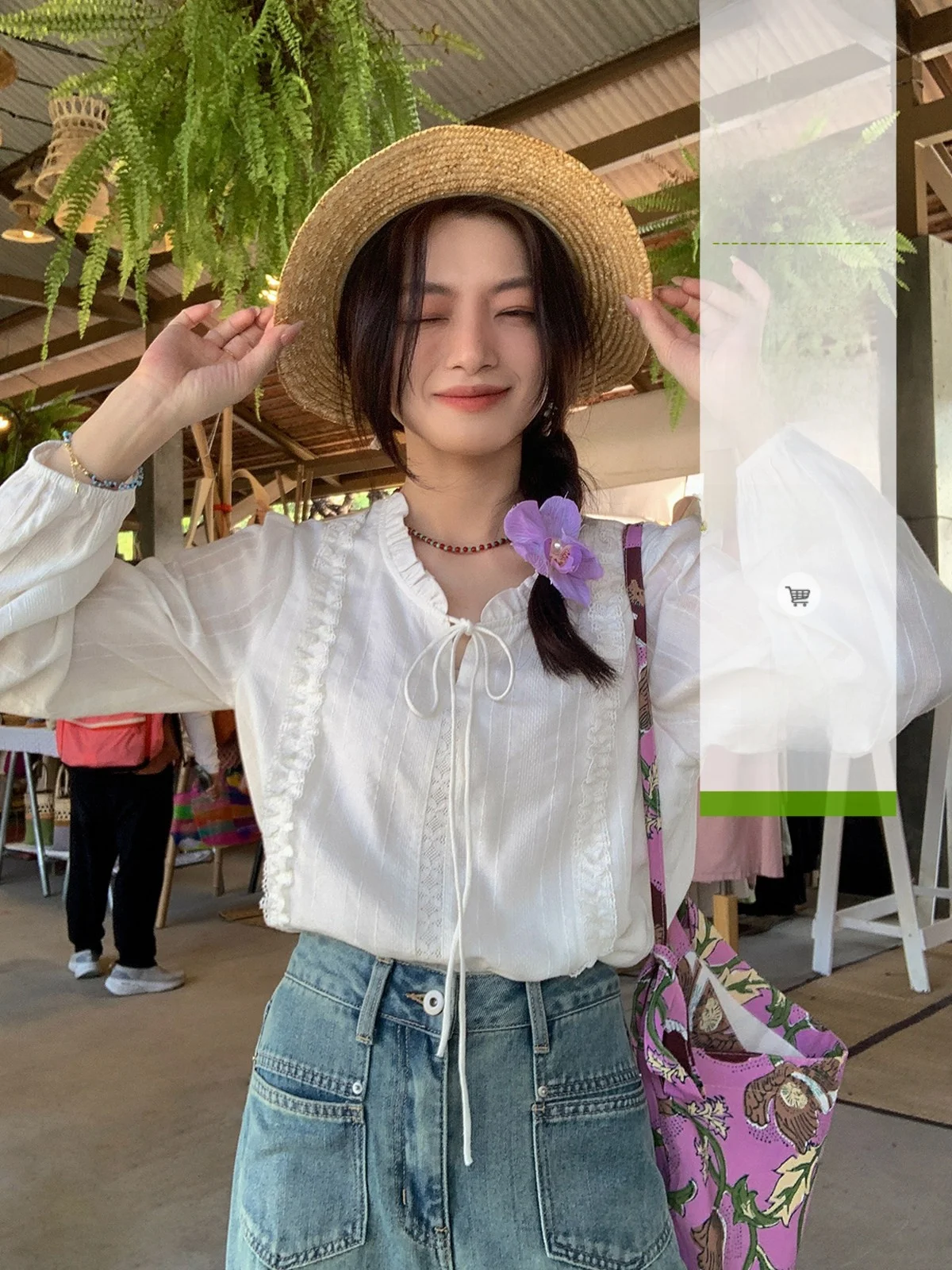 

Sisilyon French Sle Gentlewoman irt Women's Small Size Ele Soft Sle Floral Lace Collar Button up Cotton Blouse