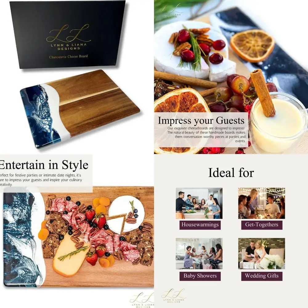 

Элегантная доска для сыра из смолы акации | 8x11 дюймов | Роскошная сервировочная доска темно-синего и белого цвета | Ручная работа