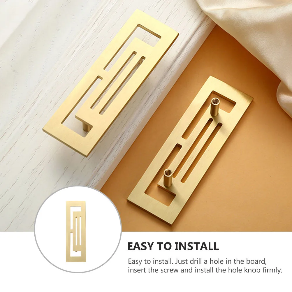 

Chinese Style Wardrobe Handle Hollow Golden Brass Pull Drawer Knob Golden Retro Pattern For Cabinet Closet Furniture