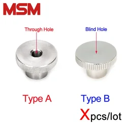 Xpcs/lot M2.5 M3 M4 M5 M6 M8 M10 Knurled Thumb Nut Collar Step Blind Through Hole 304 Stainless Steel 3D Printer Parts DIN466