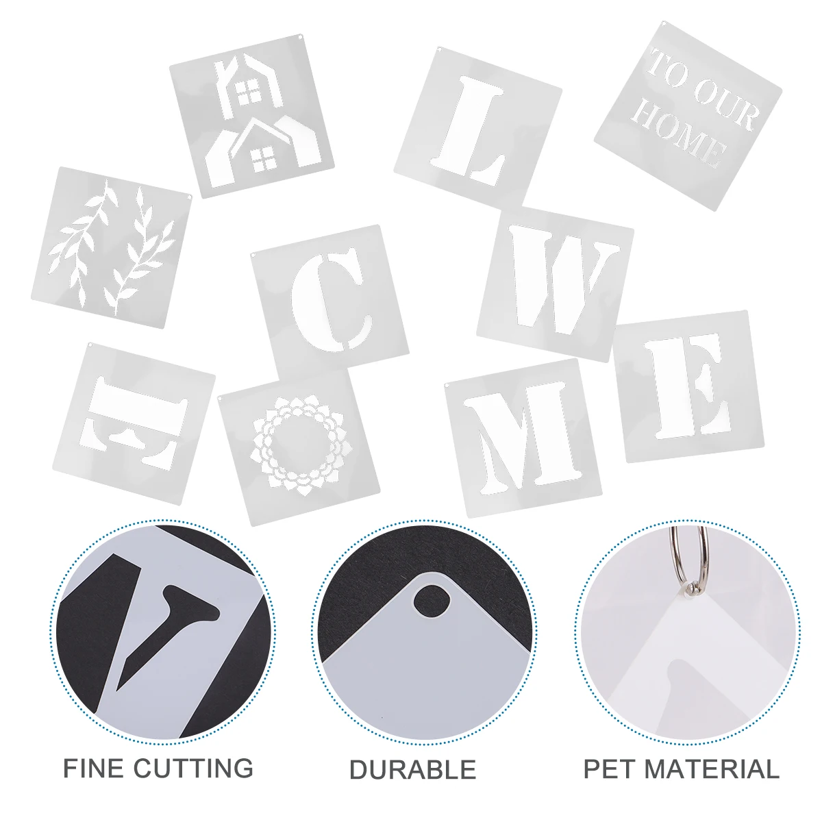 

10 pcs Letter Stencils Durable Templates PET Material Reusable Washable Smooth Edge Creative Painting Design Craft