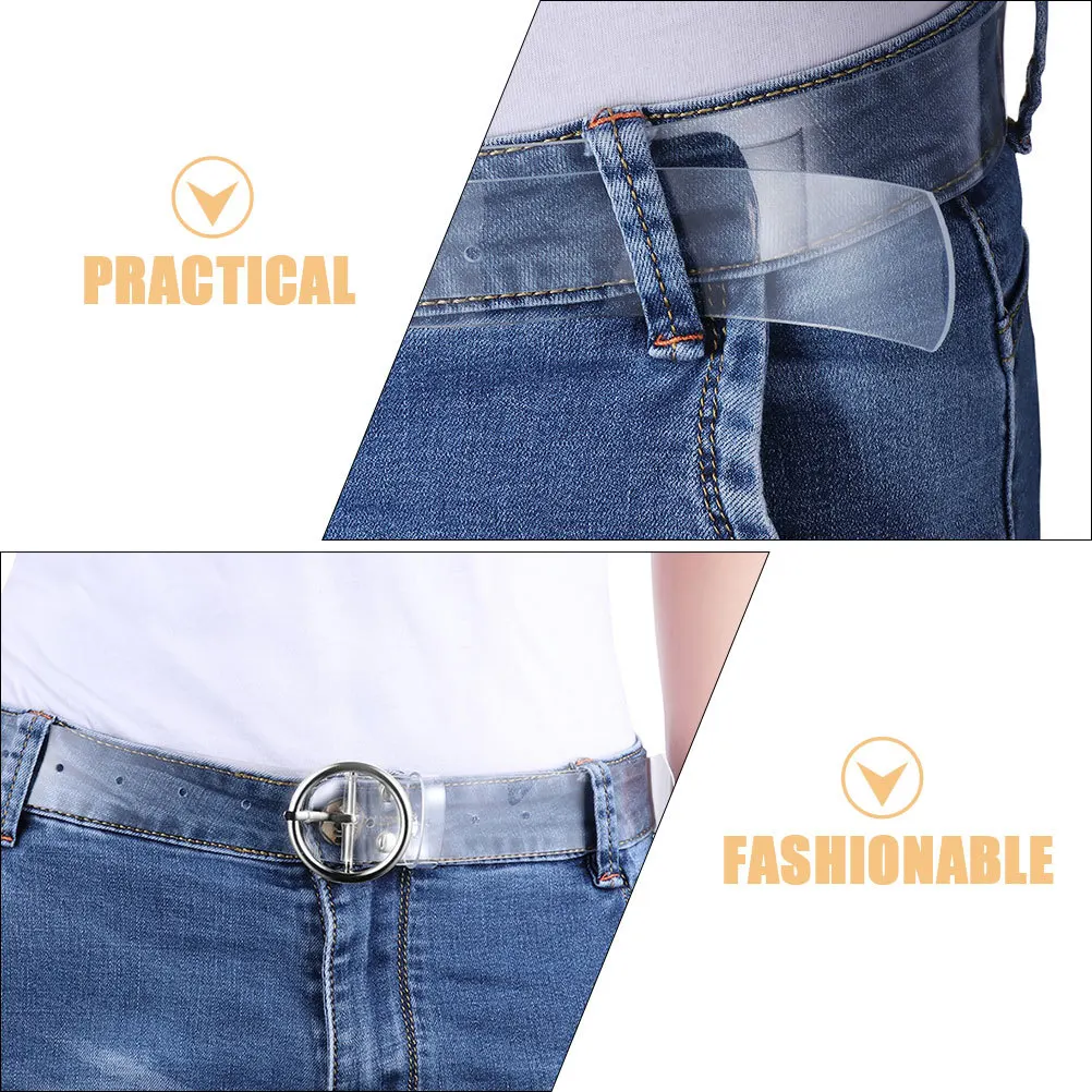 

2 шт., прозрачный поясной ремень с металлической пряжкой, женский стильный ПВХ платье, джинсовый аксессуар, прозрачный пояс