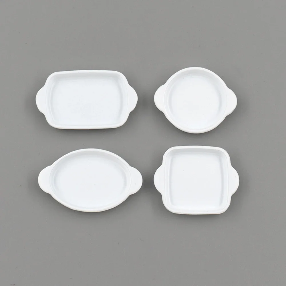 

4Pcs 1/12 Doll House Miniature Alloy Dish Simulation Furniture Plate Model Toys for Mini Decoration Dollhouse Accessories