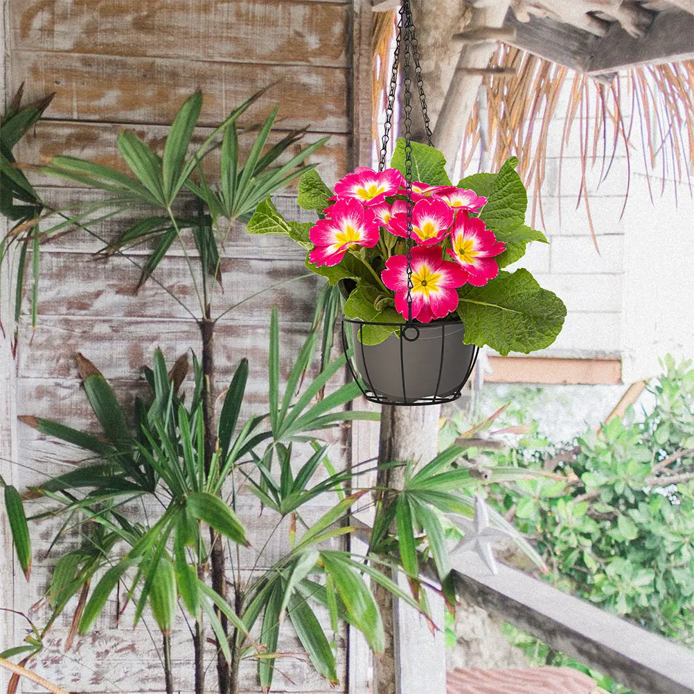 

2Pcs Iron Hanging Basket Round Wire Plant Holder Chain Balcony Porch Indoor Outdoor Garden Flower Pot Planter Home Hanging Vases