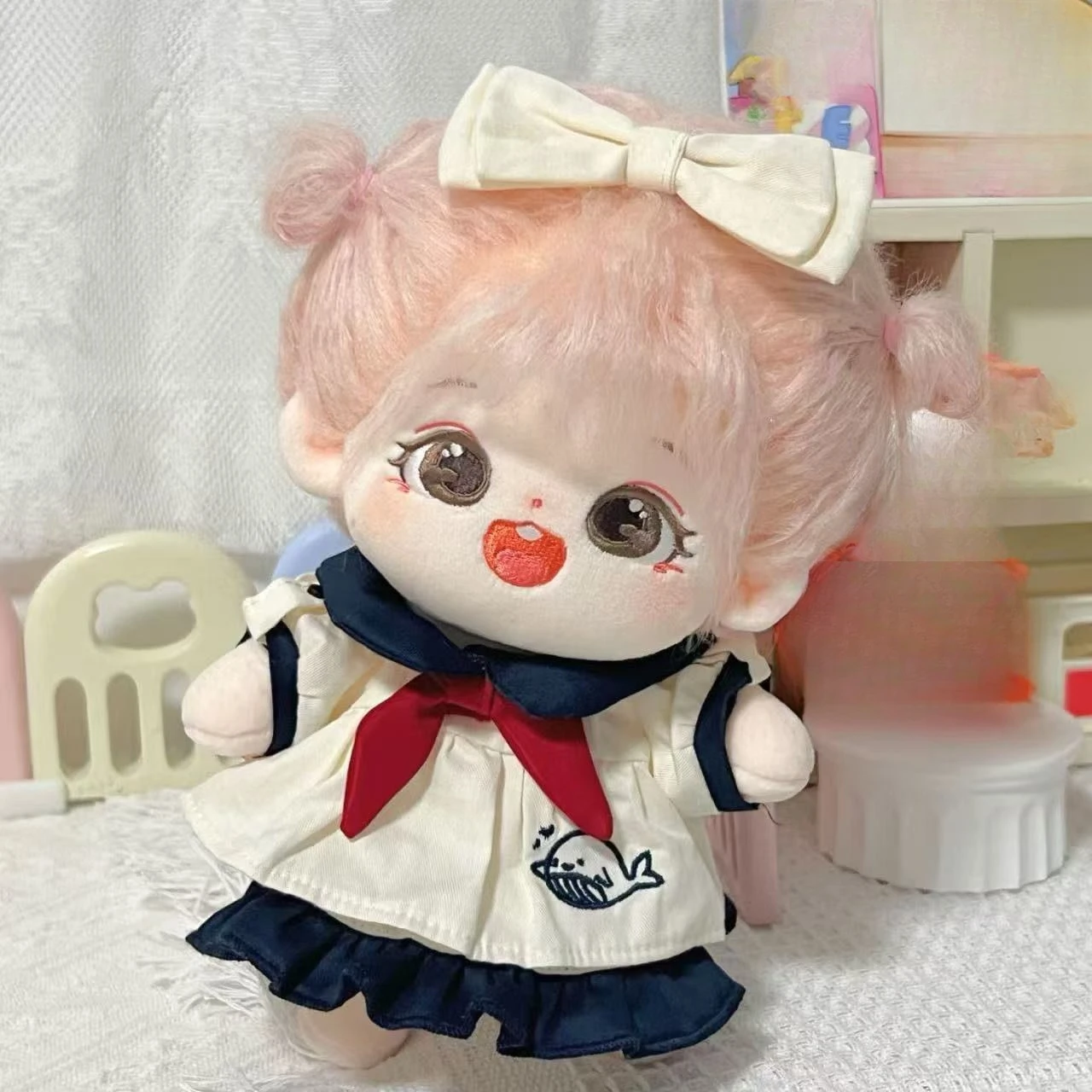 20cm cotton doll sailor uniform school uniform skirt set cute doll toy summer outfit clothes view 3