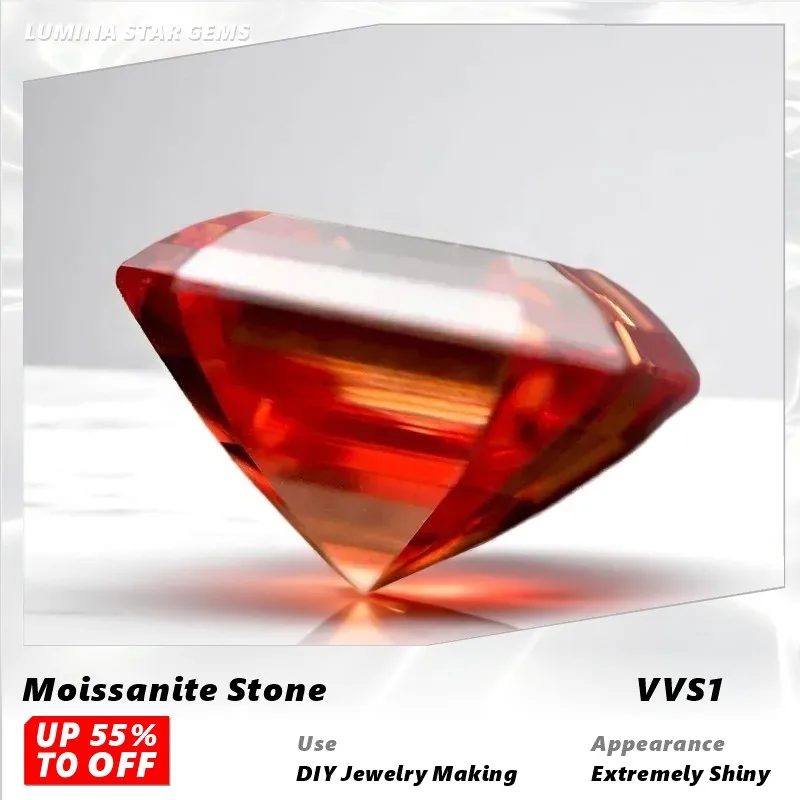 

L-Garnet Color Moissanite Stone Asscher Cut Gemstones Lab Grown Diamond For Charms Jewelry Making Materials With Certificate