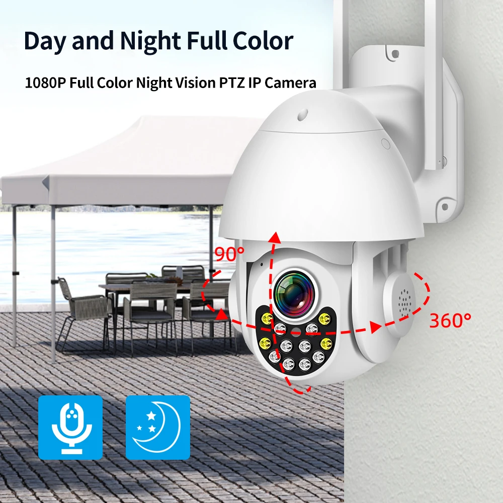 PGST Security Tuya Cameras WiFi Outdoor HD Full Color Night Vision Waterproof Wireless Surveillance Camera with Baby Monitor