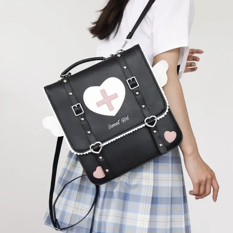 Backpack Bag for School Students Laptop Lolita Wing Heart Cross Rucksack Outdoor Shoulder Book Kawaii Uniform School Bag Hot