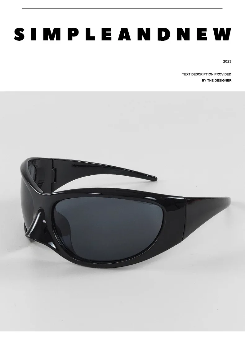 Übergroße Y2K-Punk-Sonnenbrille für Damen, 2026, Luxusmarke, Warp Around, Steampunk-Sonnenbrille für Damen, Shades, Vintage-Brillen, UV400 – Detail 4