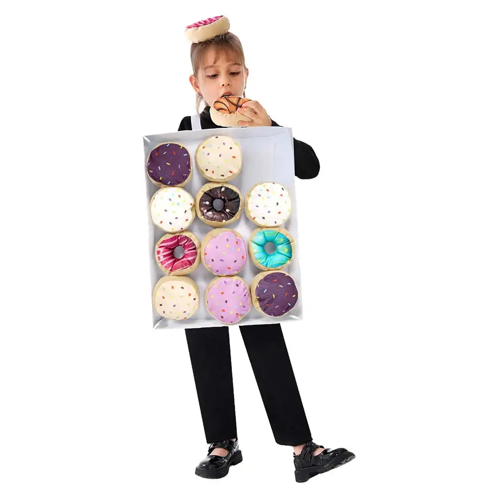 Christmas Food Cover up Donuts Cosplay Costume Stage Performance Roleplay Headwear Clothes Halloween Party Kids Children Suit