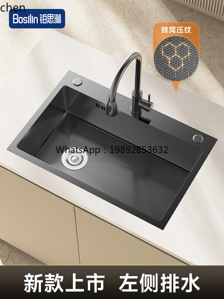 BB  Single Bowl Stainless Steel Kitchen Sink Large Single Bowl Undermount Sink Thickened Bowl Vegetable Washing
