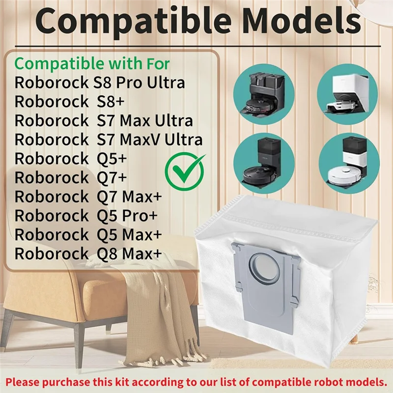 Мешки для пыли BAAD для Roborock Q5 Max+/S8+/S8 Pro Ultra/S7 Maxv Ultra/S7 Max Ultra, запасные части для роботизированного пылесоса