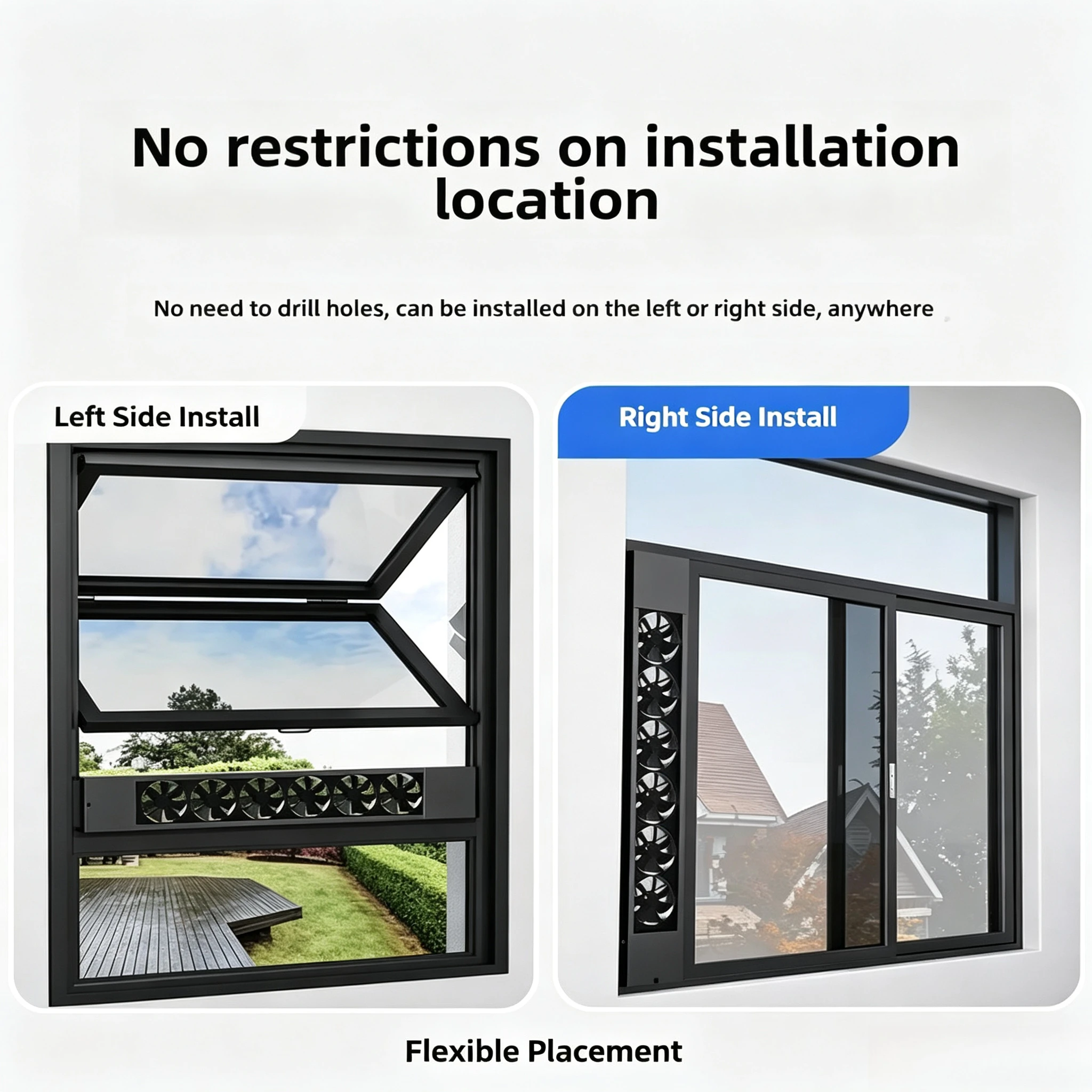 Drill-Free Retractable Glass Window Vent Fan Adjustable Speed Silent High Airflow Household Air Extractor Ventilator