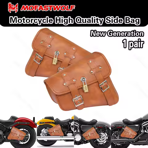 Universal Accessories Triangle Synthetic Leather Motorcycle Side Saddle Bag for Cafe Racer ATV For Harley Sportster XL 883/1200