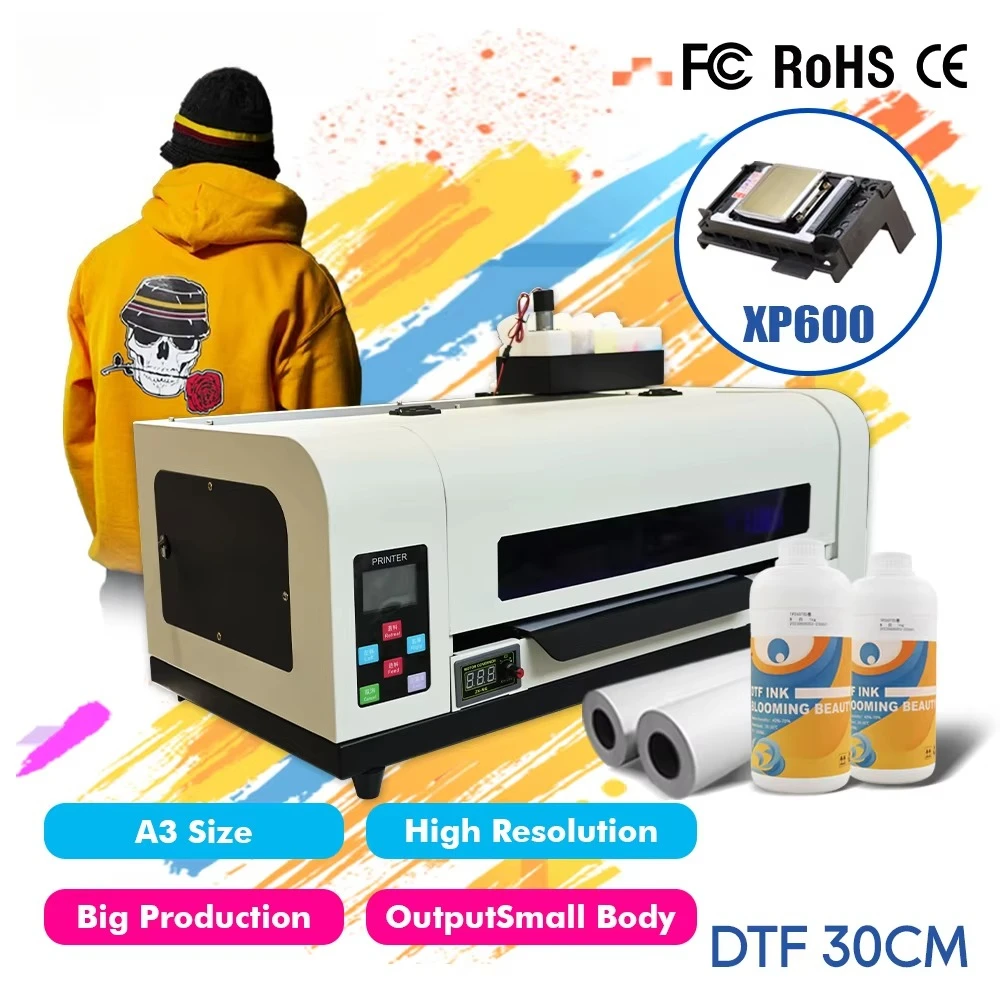 New Automatic 30cm XP600 DTF Printer 1 Year Warranty PET Film Heat Transfer For T-Shirt Printing Shops