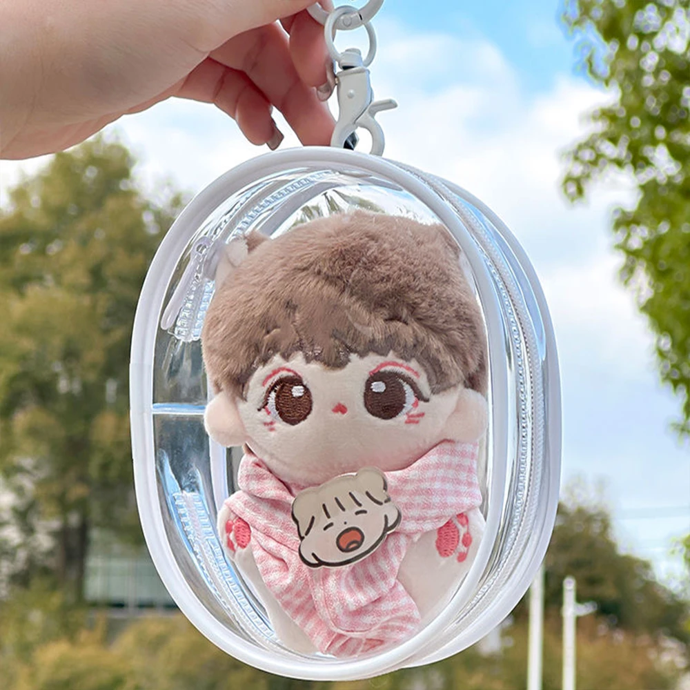 Průhledný panenka outdoorové brašna nový styl mini roztomilá plyš panenek úložný pouch pro 15cm přepychový panenka anime kreslený nendroid hračka organzier