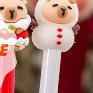1/5Pcs Christmas Capybara Gel Pen Cute Cartoon Stationery Smooth Writing Pens Kawaii School Office Supplies Festival Prize Gift