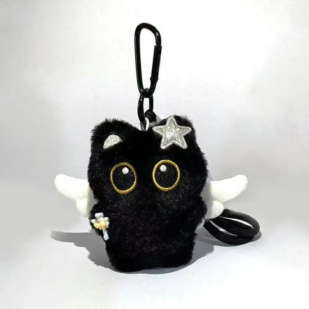 Kawaii Black Cat Plush Keychains Doll Pendant Cuddly Kitten Key Chain Ins Plush Keyring Doll for Boy Girl Cute Brithday Toy Gift
