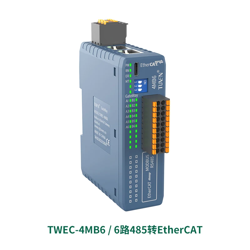 EtherCAT to Modbus 485 RTU Gateway 12 Channel Synchronous Acquisition Speed Fast, No Programming Required