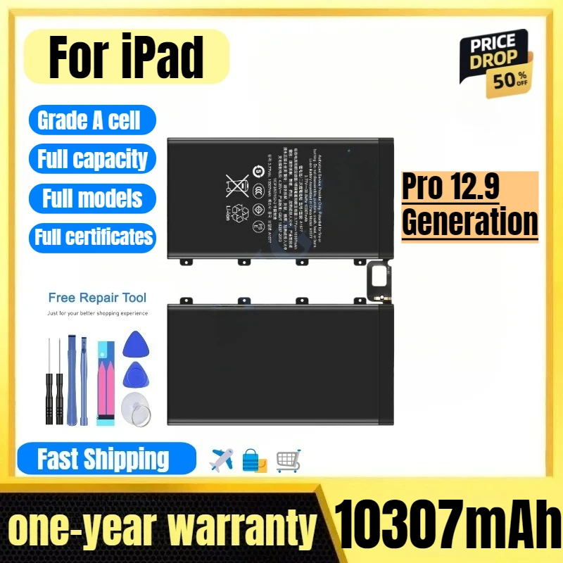 

A1652/A1584 for IPad Pro12.9 Generation Tablet Battery High Quality High Capacity Replacement Bateria Grade A Cell with Tools