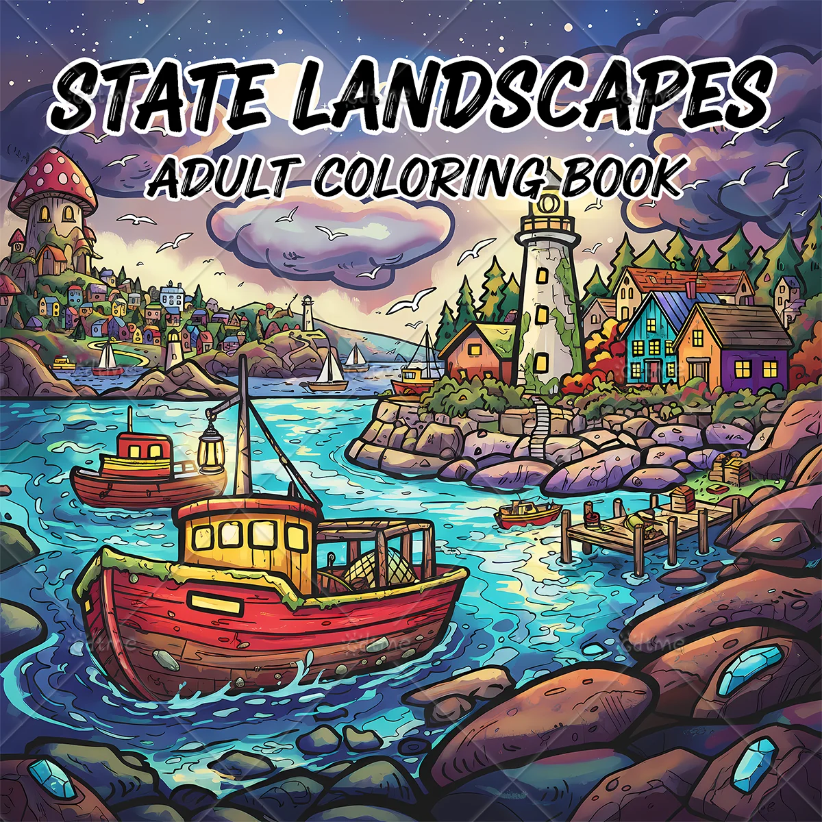 Anti Anxiety State Landscapes Adult Coloring Book Stress Relief DIY Painting Drawing Art Activity Book Perfect Gift Relaxation