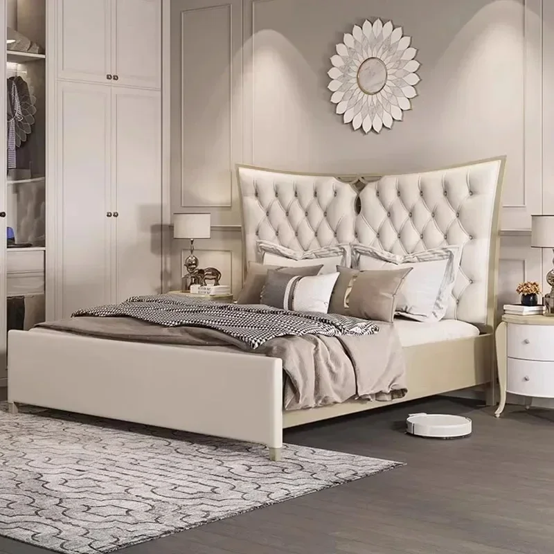 Queen High Headboard Double Bed Luxury Modern High End Children Double Bed Bedding Girl Letti Matrimoniali Furniture For Bedroom