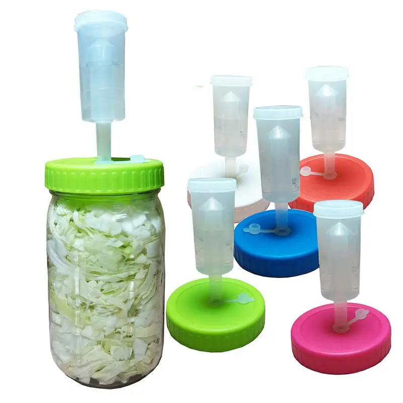 

Waterless Fermenting Airlocks Lids Covers With One-way Exhaust Valves For Wide Mouth Mason Jar Sealed Lid Kitchen Supplies