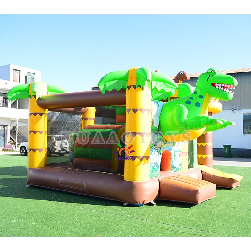 ปราสาทกระโดดสวนไดโนพองยอดนิยมปราสาท Bouncy Bouncer Slide Combo เกมกลางแจ้งสําหรับเด็ก