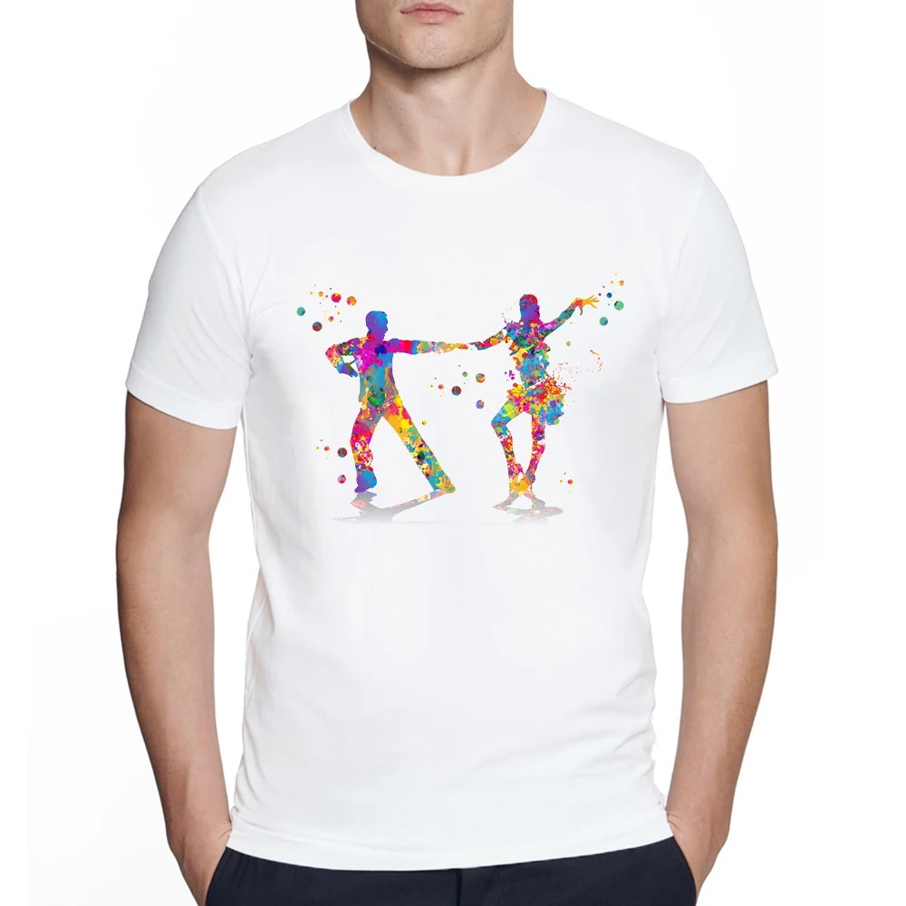 Camisetas divertidas con estampado de acuarela de Salsa bailando para parejas, camisetas gráficas de salsa para hombres, ropa informal con cuello redondo Harajuku de verano, camiseta de Hip Hop