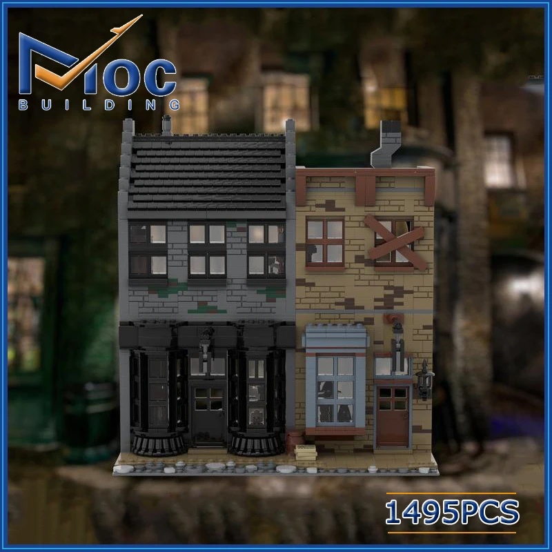 1495pcs Classic Movie MOC Borgin and Burke\'s McHavelock\'s Wizarding Headgear Building Block Castle Model DIY Assembly Brick Toy