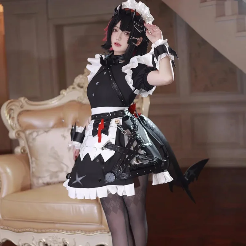 

Ellen Joe Cosplay Costume Game Zenless Zone Zero Maid Dress Ellen Joe Cosplay Tail Wig Full Set Suit Halloween Party Outfit