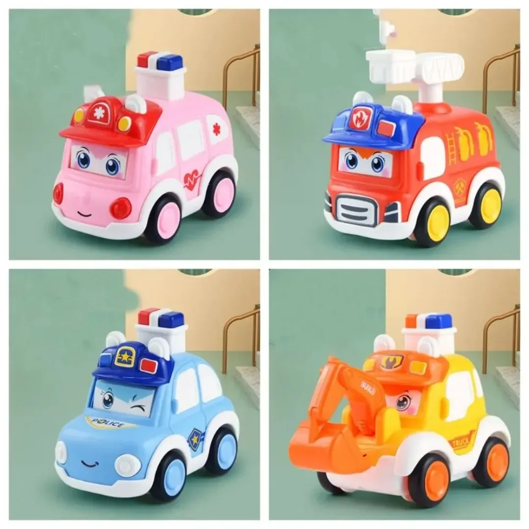 Mini Pull Back Police Car Toy Set Small Model Vehicle Fire Engine Truck for Boys Kids Children Birthday Party Gift Present