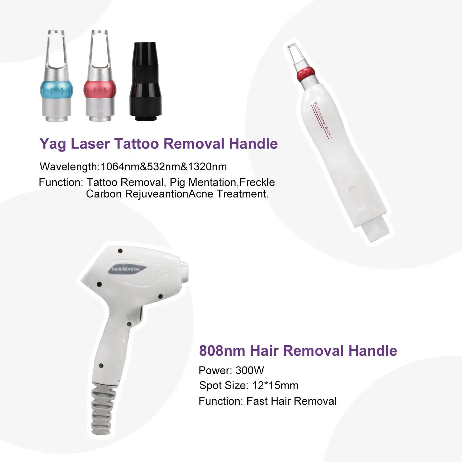 Professional 2 In1 808nm Diode Hair Removal Skin Rejuvenation YAG Lasers Tattoo Removal Machine view 5