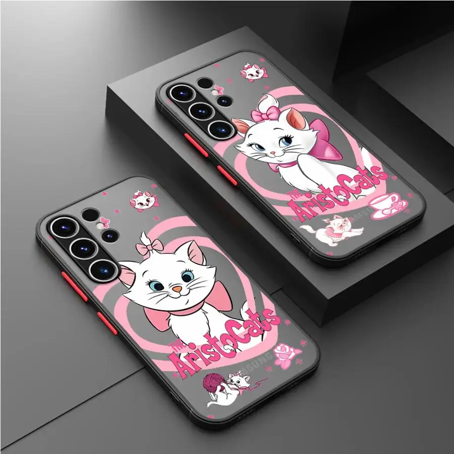 Cartoon Disney Marie Cat Matte Case For Samsung Galaxy S24 S22 S23 S20 S21 FE S10 Plus Note 20 Ultra 10 Lite Phone Fundas