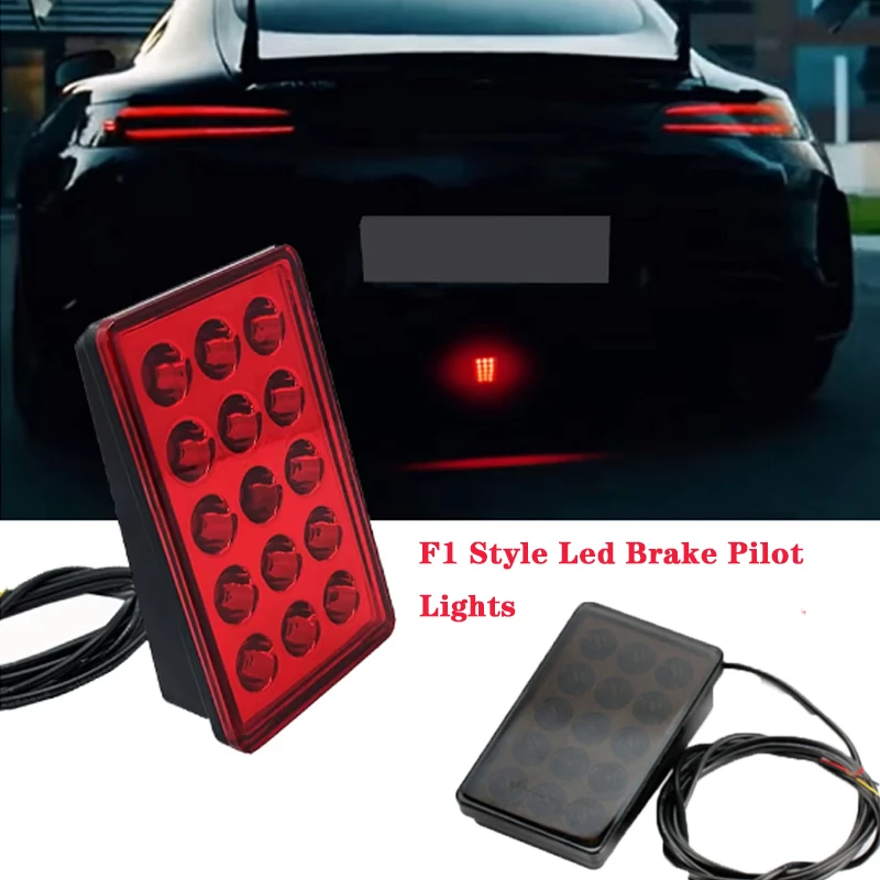 F1 Style Led Brake Pilot Lights 12V 15led Rear Tail Lights Auto Flash Warning Reverse Stop Safety Signal Lamps For Car SUV Moto