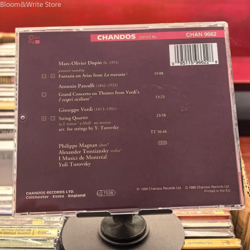 Clásicas y Magníficas Obras para Violín de La Traviata de Verdi y Variaciones, CHANDOS, CD Clásico para Audiófilos, Regalos Musicales