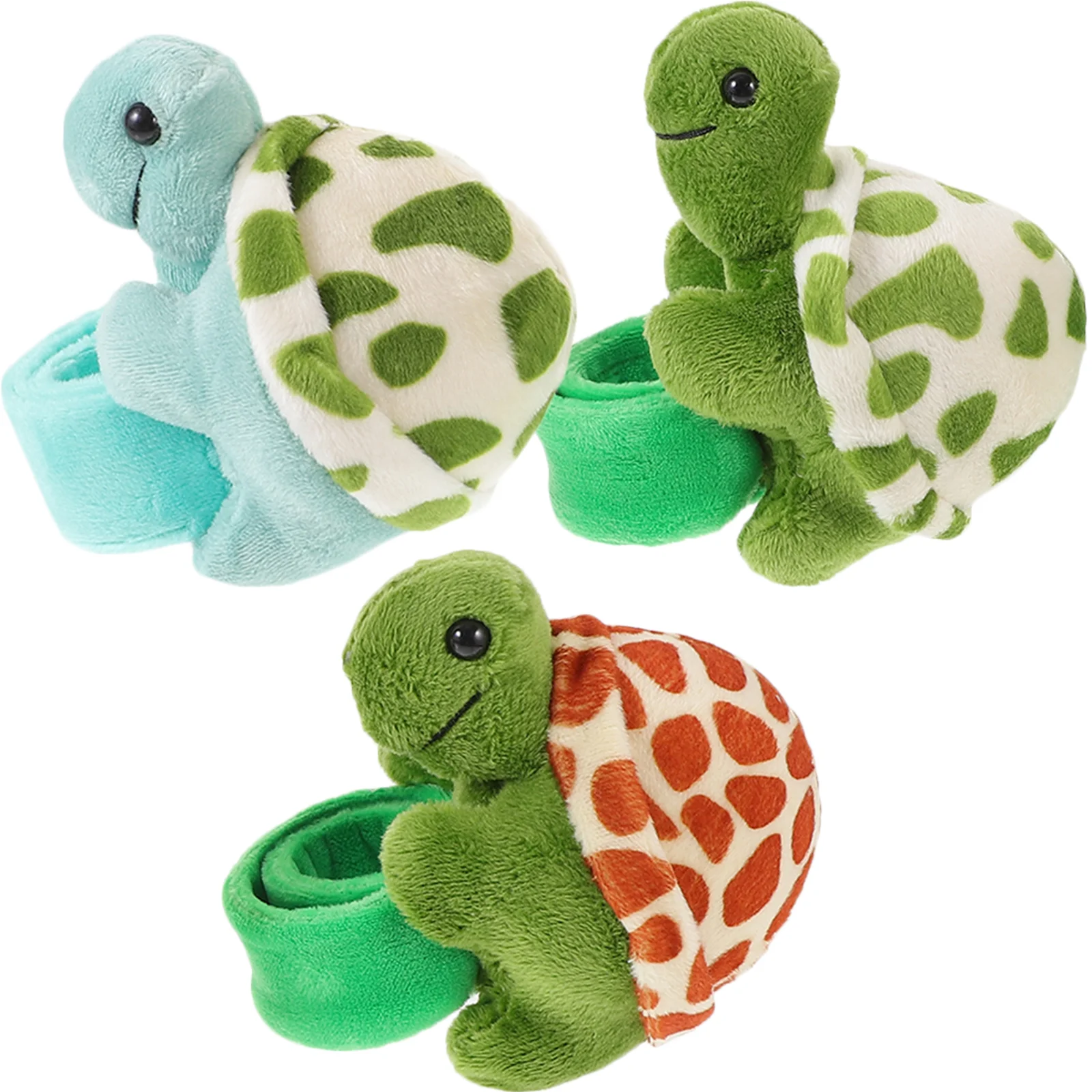 3 Pcs Animal Slap Bracelet Turtle Plush Ring Cute Stuffed Hugger Pp Cotton Wrist Bracelets