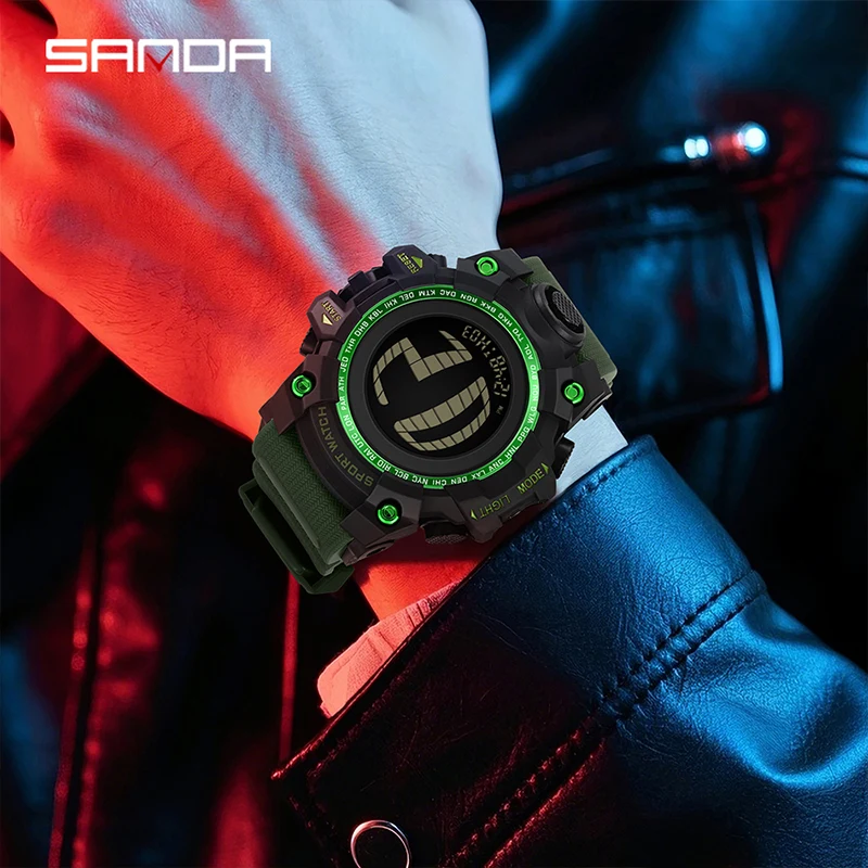 

SANDA 2200, новые электронные часы для мужчин, многофункциональный хронограф, светящийся календарь, водонепроницаемые спортивные мужские наручные часы на открытом воздухе