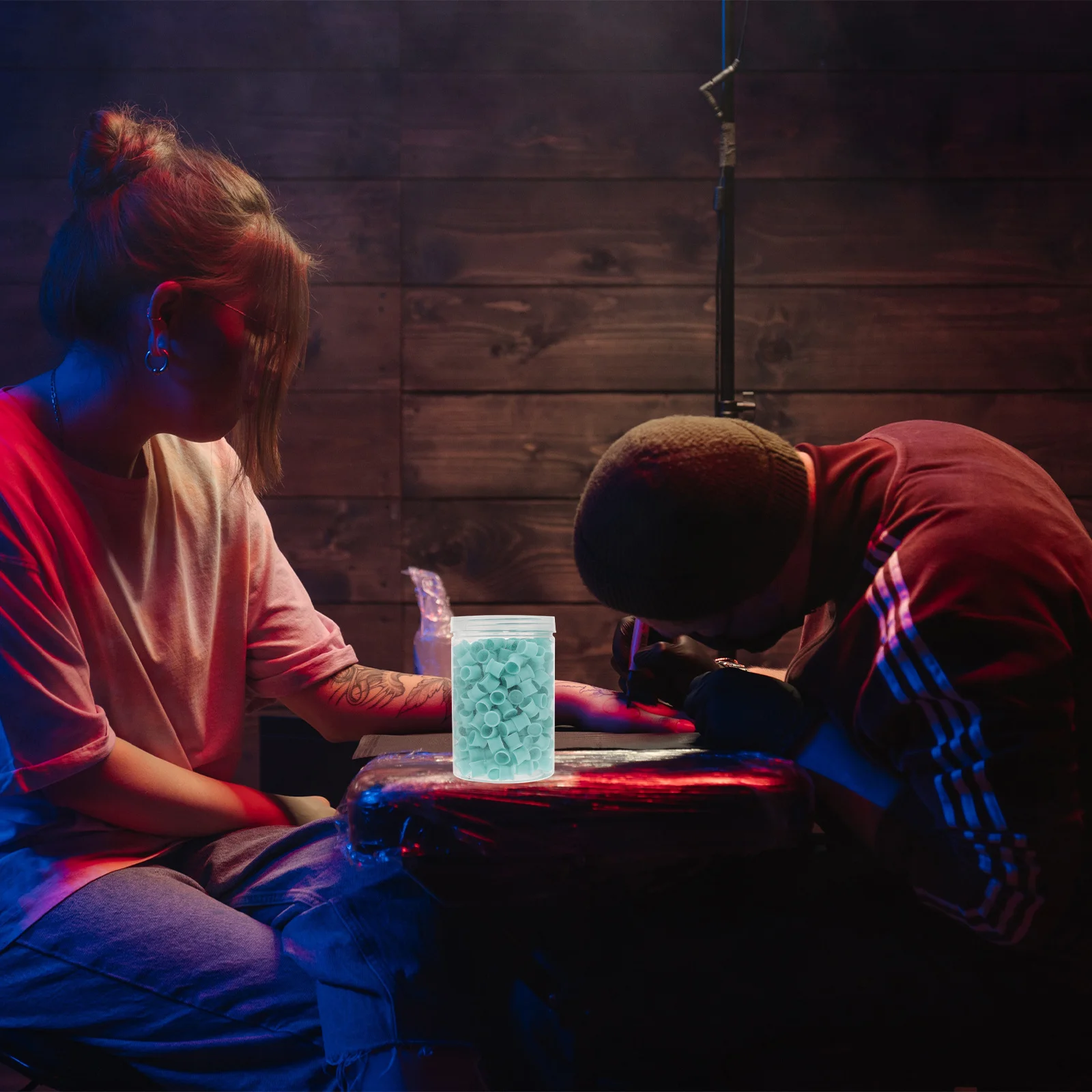 300 قطعة أكواب الصباغ السيليكون المتاح حاويات حبر الوشم لصالون Microblading استخدام قاعدة مسطحة لوازم الوشم دائم