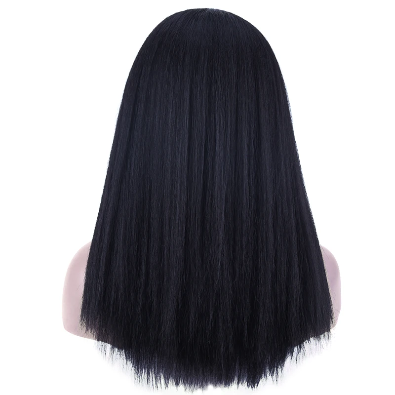 Yaki Synthetic Straight Wigs For Black Women, Middle Part, Natural Black, Daily Party Cosplay, Halloween Christmas Festival Hair