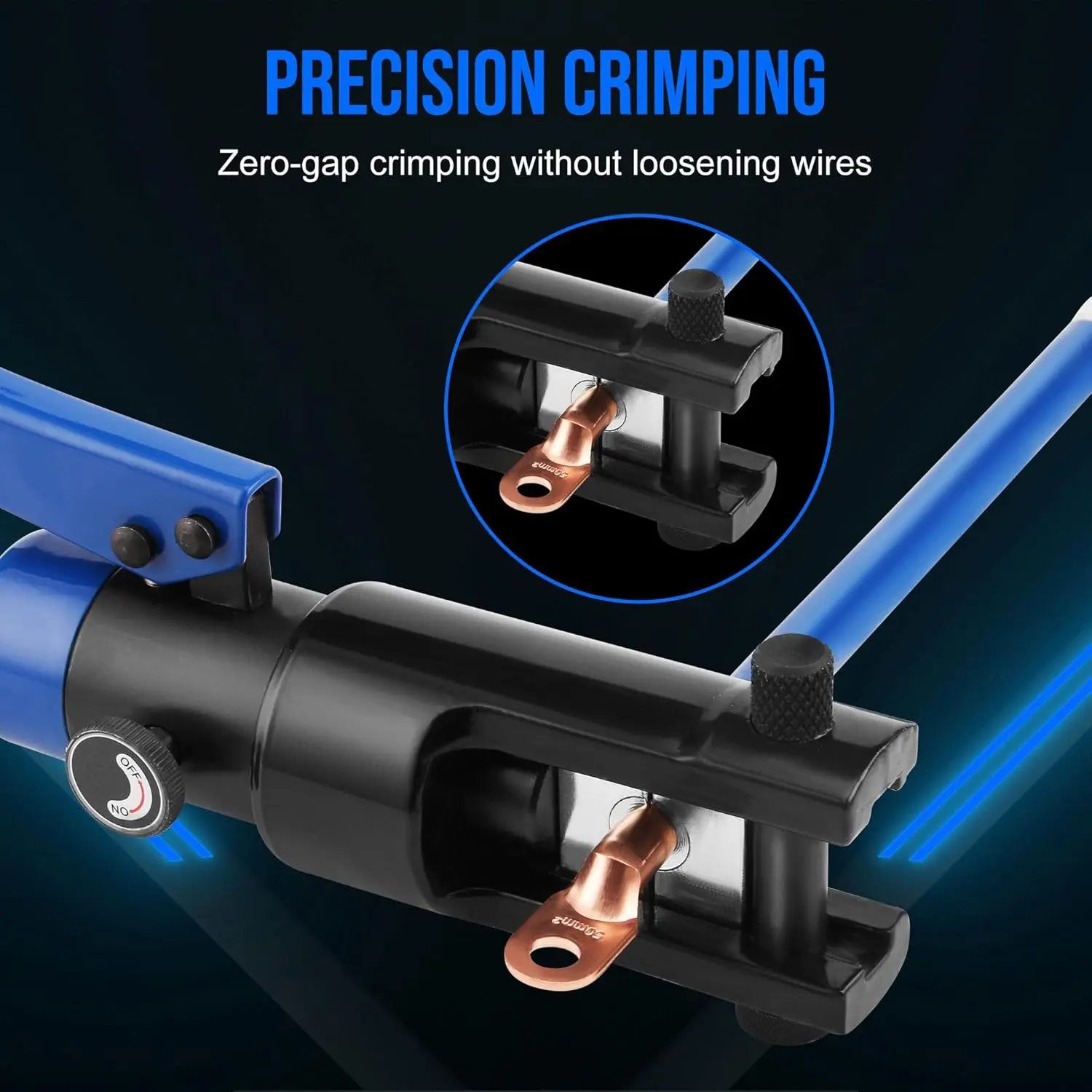 أداة تجعيد عروة الكابلات الهيدروليكية، مجموعة طرفية سلك البطارية 6 AWG إلى 4/0 AWG