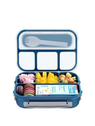 1 contenitore per il pranzo Bento a 4 scomparti: cassaforte per microonde, lavastoviglie e congelatore: perfetto per il ritorno a scuola e i pasti in movimento