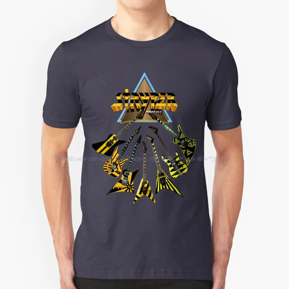 Stryper-Guitar Collection T Shirt 100% Cotton Tee Stryper Guitar Collection Heavy Metal Christian Retro Band Music 80s Robert