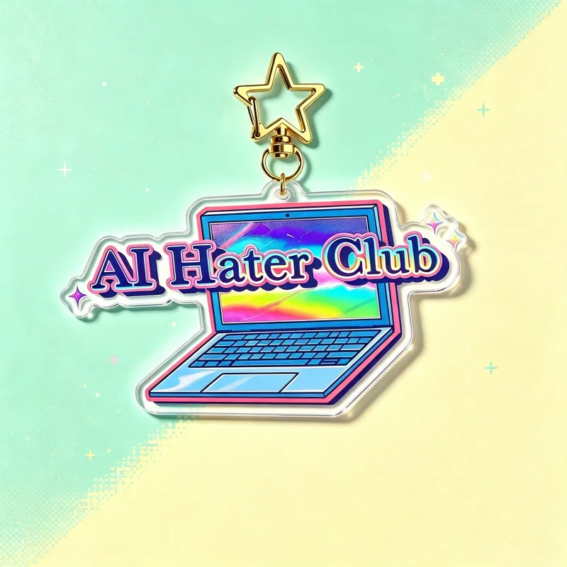 Tech Accessories For Laptop - Laptop‑Shaped Acrylic Keychain AI Haters Club