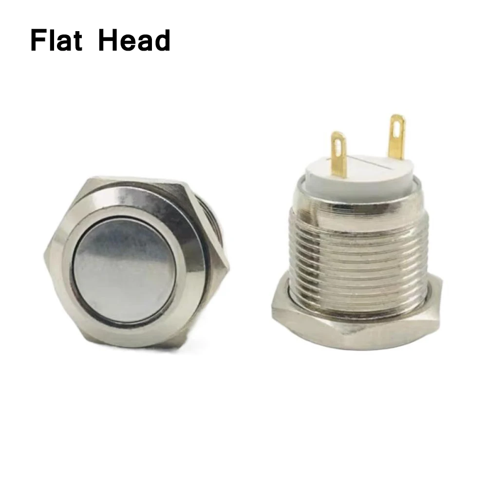 1PCS 16MM Metall Druckschalter mit 2-pin Instant Selbstsichernde Kurze Wasserdichte Metall flache/Hohe Kopf Druckschalter