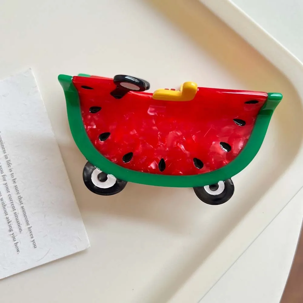 

Beach Waterproof Acetic Acid Hair Claw Cartoon Chili Creative Car Shark Clip Banana Watermelon Acrylic Hair Accessories Summer