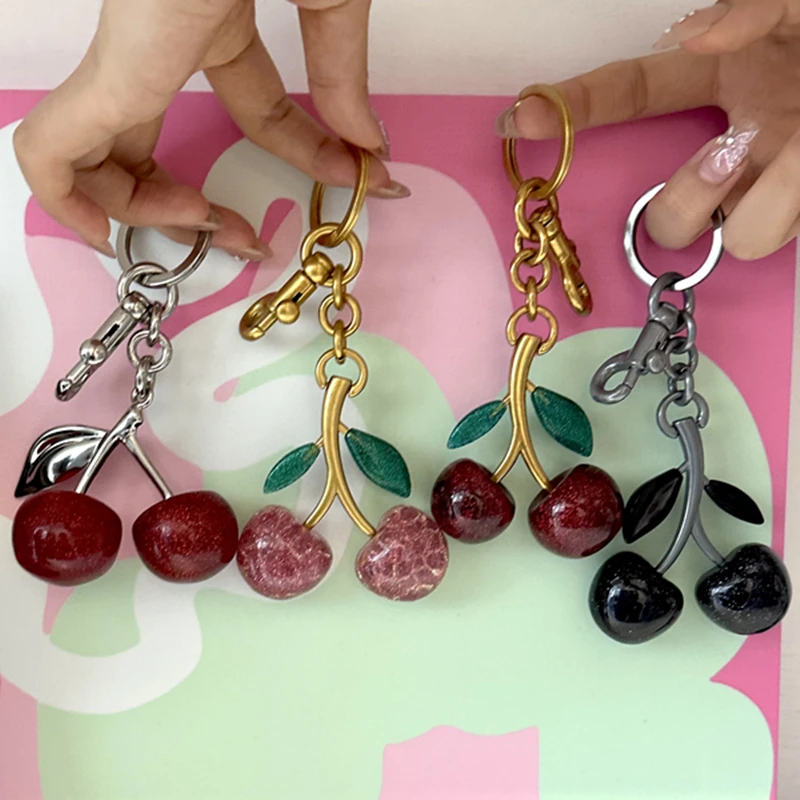 

Fashion Cherry Keychain Summer Fruits Cherries Pendant For Coach Handbag Shoulder Bag Women Jewelry Bag Accessories Gift