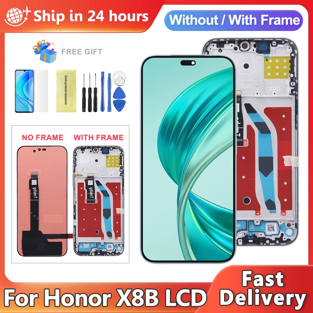 6.7'' AMOLED For Huawei honor X8B LLY-LX1, LLY-LX2, LLY-LX3 Lcd Display Touch Screen Digitizer Assembly Replacement With Frame